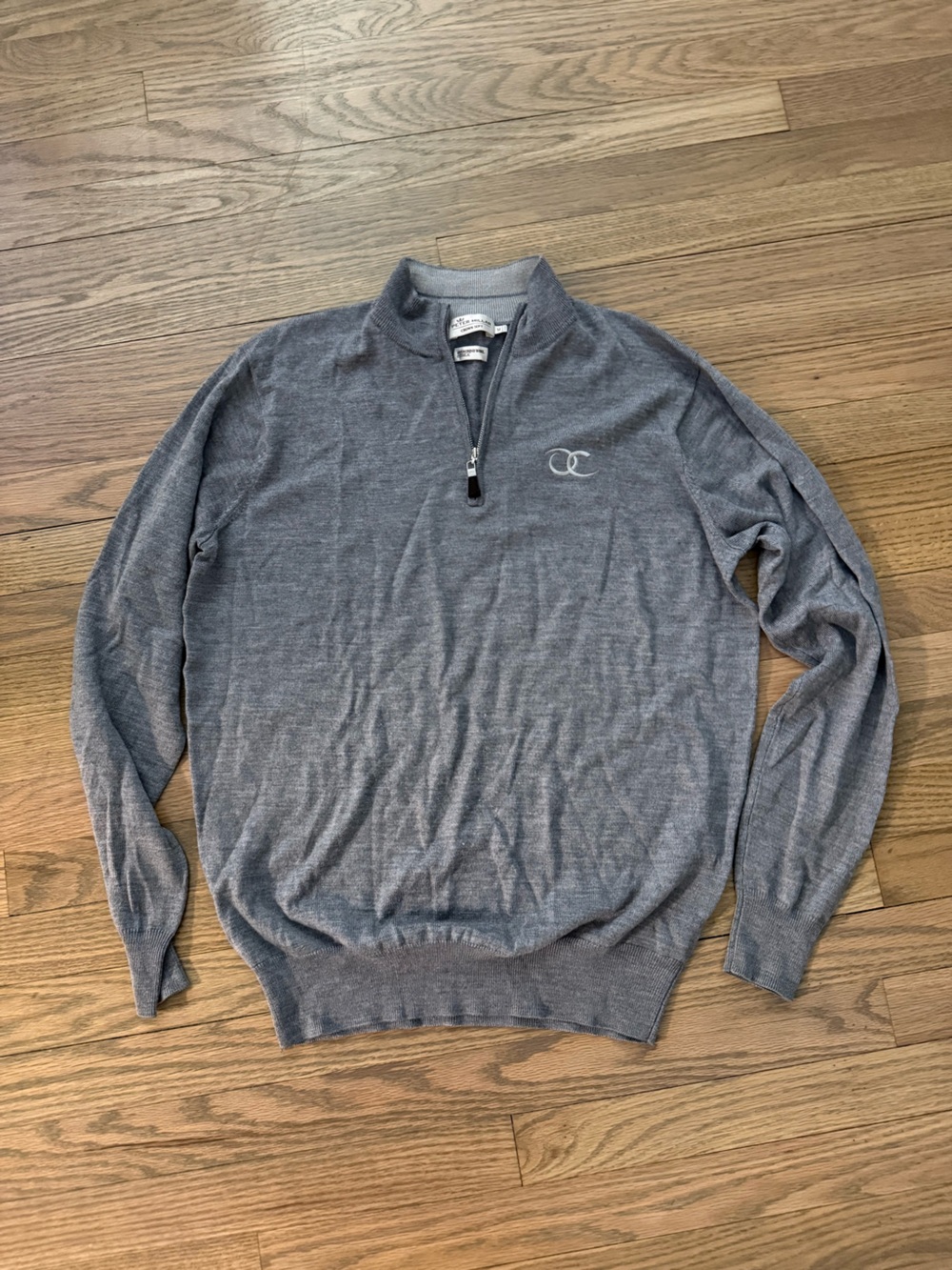 Peter Millar Wool Gray Zip-Up Sweater
